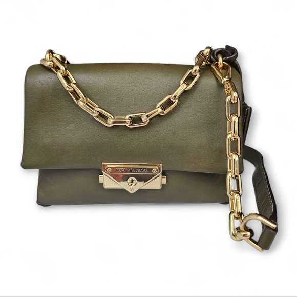 Michael Kors Handbags - Michael Kors Olive Leather Cece Mini Crossbody Bag with Gold Chain